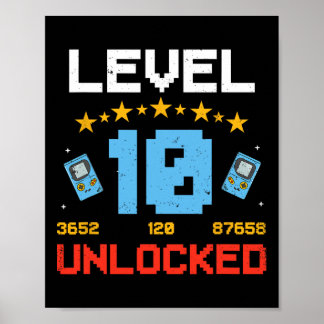 Stufe 10 Entsperrte Kinder 10. Geburtstag Vintages Poster