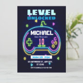 Stufe 10 Gaming Einladung zum Geburtstag (Stehend Vorderseite)