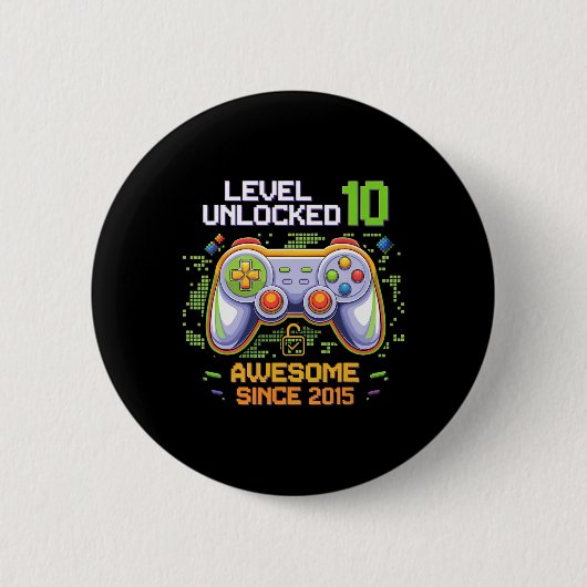 Stufe 10 Phantastisch seit 2015 10. Geburtstag Button (Vorderseite)