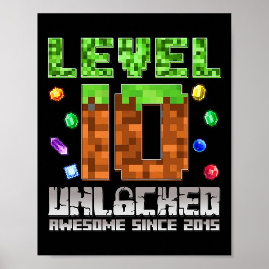 Stufe 10 Phantastisch seit 2015 10 Pixel Ga Poster (Vorne)