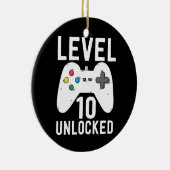 Stufe 10 Ungesperrter Funny Video Gamer 10. Geburt Keramik Ornament (Rechts)