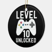 Stufe 10 Ungesperrter Funny Video Gamer 10. Geburt Keramik Ornament (Links)