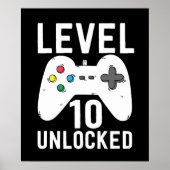 Stufe 10 Ungesperrter Funny Video Gamer 10. Geburt Poster (Vorne)