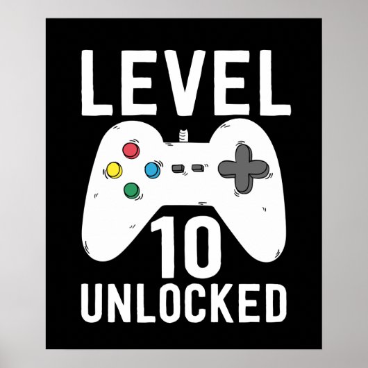 Stufe 10 Ungesperrter Funny Video Gamer 10. Geburt Poster (Vorne)