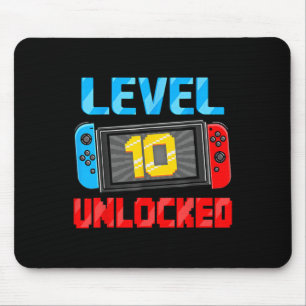 Stufe 10 Ungesperrter Gamer 10. Geburtstagsgeschen Mousepad