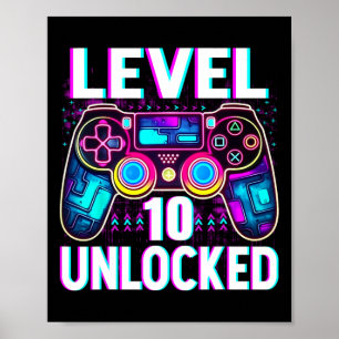 Stufe 10 Ungesperrtes Shirt Funny Video Gamer Geek Poster