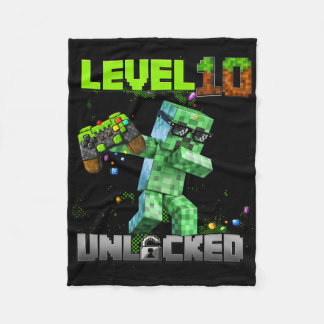Stufe 10 Unverriegelt - Geburtstagskinder Pixel Ga Fleecedecke
