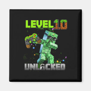 Stufe 10 Unverriegelt - Geburtstagskinder Pixel Ga Magnet