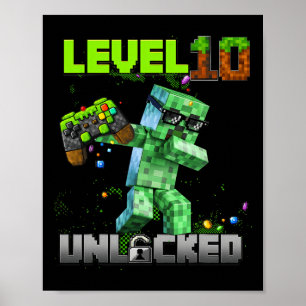 Stufe 10 Unverriegelt - Geburtstagskinder Pixel Ga Poster