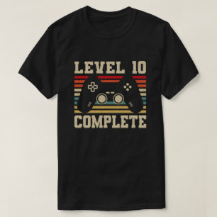 Stufe 10 Vollständiger Video-Gamer zum 10. Jahrest T-Shirt