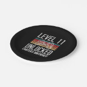 Stufe 11 Entsperrte 11. Geburtstag Personalisiert Pappteller (Schrägansicht)