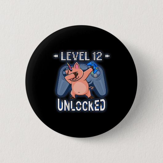 Stufe 12 freigeschaltet - Dabbing Piggycorn Gamer Button (Vorderseite)