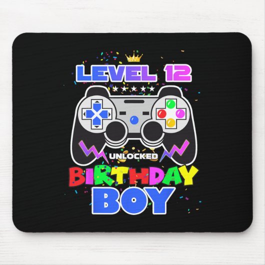 Stufe 12 Unverriegelter Geburtstag Junge 12. Gebur Mousepad (Vorne)