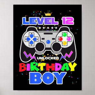 Stufe 12 Unverriegelter Geburtstag Junge 12. Gebur Poster