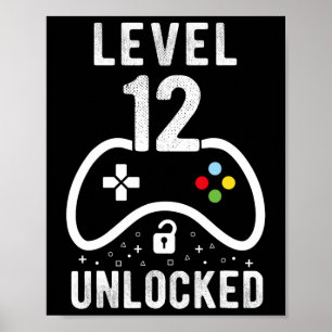 Stufe 12 Unverriegeltes Videospiel 12. Geburtstags Poster
