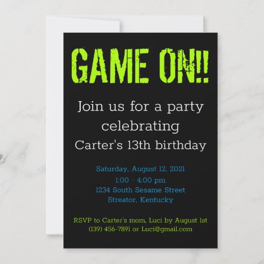 Stufe 13 Entsperrter Personalisierter Gamer am 13. Einladung (Rückseite)