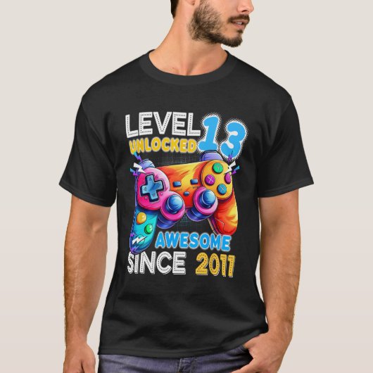 Stufe 13 Unverriegeltes Videospiel 13. Geburtstag T-Shirt (Vorderseite)
