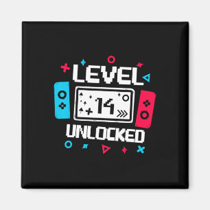 Stufe 14 Unverriegelter Gamer 14. Geburtstagsgesch Magnet