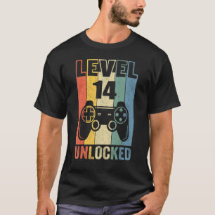 Stufe 14 Unverriegelter Videospieler 14. Geburtsta T-Shirt