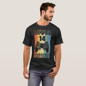 Stufe 14 Unverriegelter Videospieler 14. Geburtsta T-Shirt (Vorne ganz)
