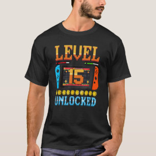 Stufe 15 Unverriegeltes 15. Geburtstag Videospiel T-Shirt