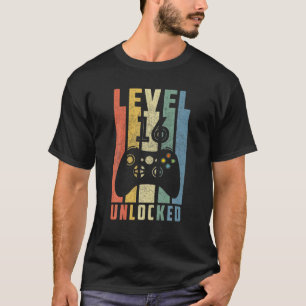 Stufe 16 Entsperrt T 16. Video Gamer Geburtstagska T-Shirt