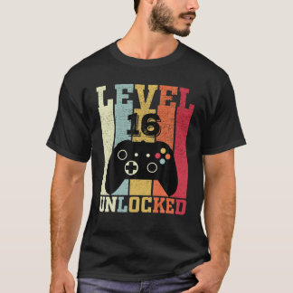 Stufe 16 Ungesperrter Funny Video Gamer 16. Geburt T-Shirt