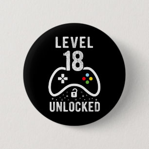 Stufe 18 Unverriegeltes Videospiel 18. Geburtstags Button