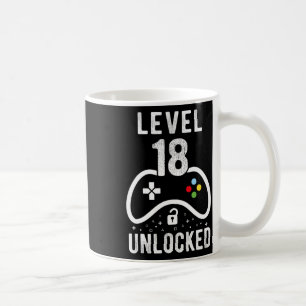 Stufe 18 Unverriegeltes Videospiel 18. Geburtstags Kaffeetasse