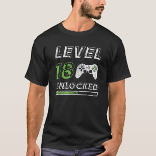 Stufe 18 Unverschlossene 18 Jahre alter Gamer Sonn T-Shirt