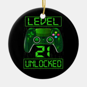 Stufe 20 Ungesperrter 20. Video Gamer Geburtstagsk Keramik Ornament