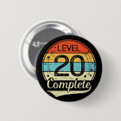 Stufe 20 Vollständiger Retro 20. Hochzeitstag T Button (Vorne & Hinten)