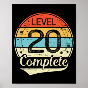 Stufe 20 Vollständiger Retro 20. Hochzeitstag T Poster