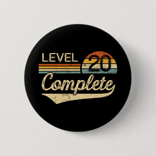 Stufe 20 Vollständiges Vintages 20. Hochzeitstag Button