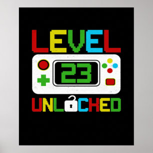 Stufe 23 Unverriegeltes Videospiel 10. Geburtstags Poster