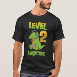 Stufe 2 Entsperrter Geburtstag Dinosaurier 2 Jahre T-Shirt