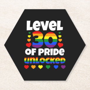 Stufe 30 des unverschlossenen Regenbogens LGBT 30. Untersetzer