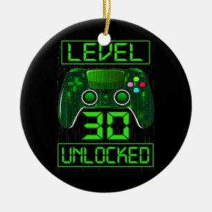 Stufe 30 Ungesperrter Funny Video Gamer 30. Geburt Keramik Ornament
