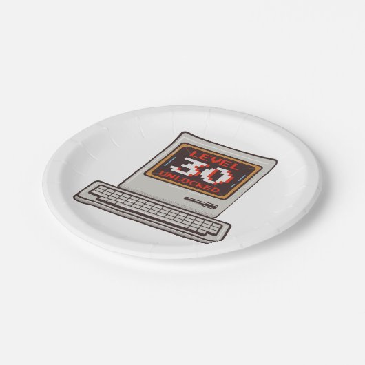 Stufe 30 Unverschlossen Pappteller (Schrägansicht)