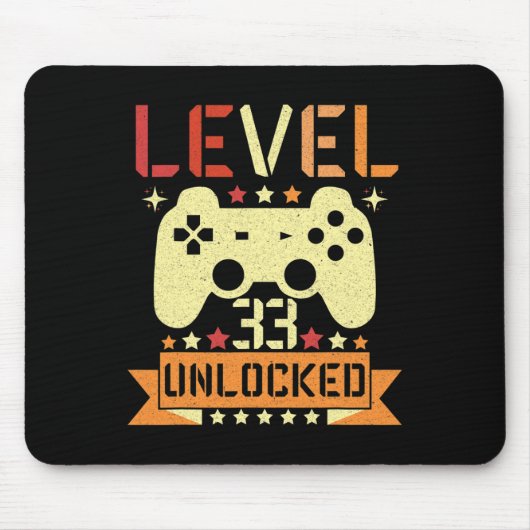 Stufe 33 freigeschaltet Videospiel 33. Geburtstag  Mousepad (Vorne)
