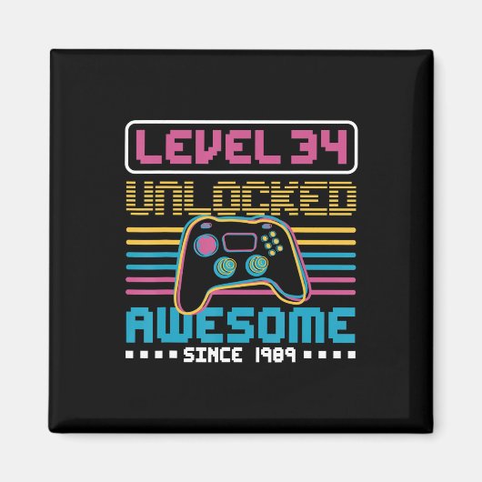 Stufe 34 phantastisch seit 1989 Gaming Birthd Magnet (Vorne)
