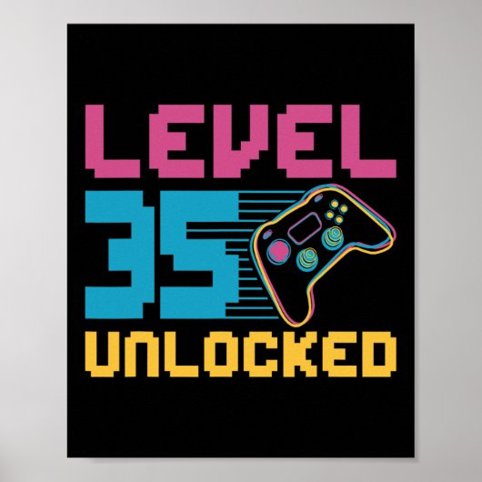 Stufe 35 Entsperrtes Gaming Geburtstag Poster (Vorne)