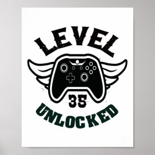 Stufe 35 freigeschaltet 35 Geburtstag Gaming 35 Ge Poster