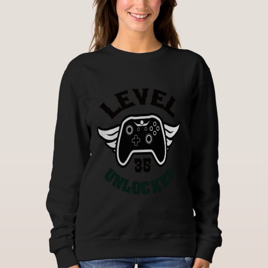 Stufe 35 freigeschaltet 35. Geburtstag Gaming 35.  Sweatshirt (Vorderseite)