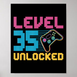 Stufe 35 unverschlossenes Gaming Geburtstag Poster