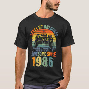 Stufe 37 Unverschlossen 37. Geburtstag Gamer 1986  T-Shirt