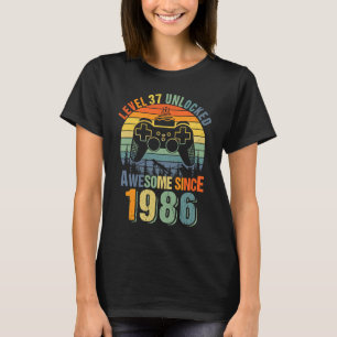 Stufe 37 Unverschlossen 37. Geburtstag Gamer 1986  T-Shirt