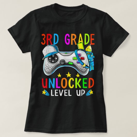 Stufe 3 - Freier Level-Up-Gamer zurück zur Schule T-Shirt (Design vorne)