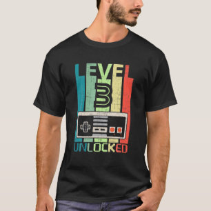 Stufe 3 Ungesperrtes Video Gamer 3Rd Geburtstagsge T-Shirt