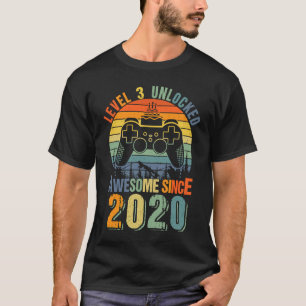 Stufe 3 Unverriegelter lustiger 3. Geburtstag Game T-Shirt